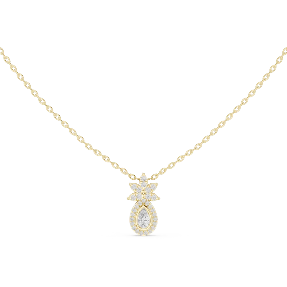 Discover the radiant beauty of our pear and round cluster pendant. Handcrafted with brilliant DIAMEUR diamonds, it is the ultimate luxury essential.