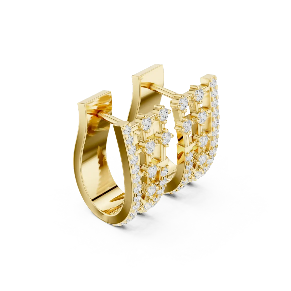 Discover the perfect blend of geometric precision and brilliance with these stunning hoop earrings, expertly crafted for modern, sustainable luxury.