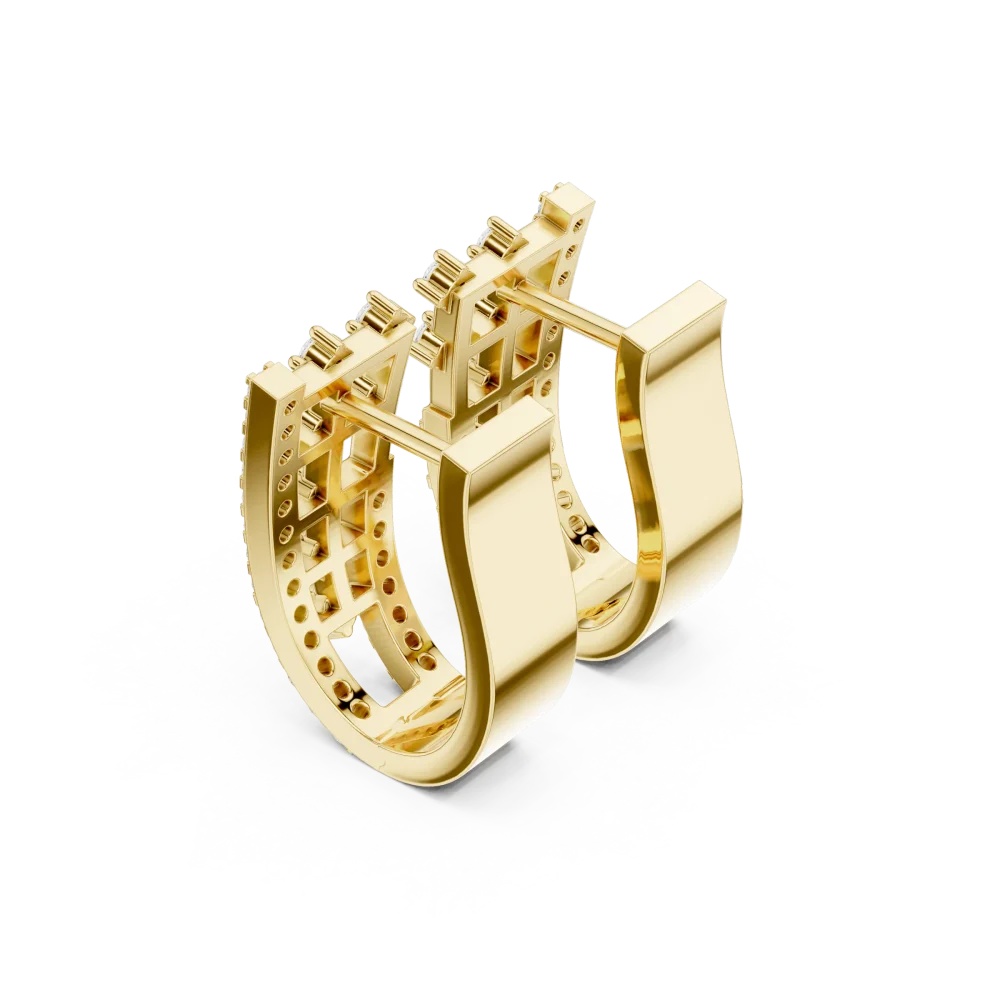 Architectural Grid Pavé-Set Round Brilliant Hoop Earrings - Image 3