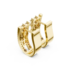 Architectural Grid Pavé-Set Round Brilliant Hoop Earrings - Image 3
