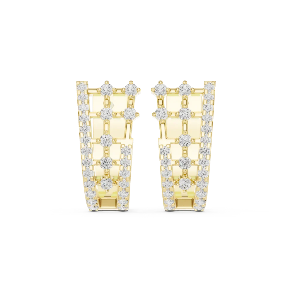 Architectural Grid Pavé-Set Round Brilliant Hoop Earrings - Image 2