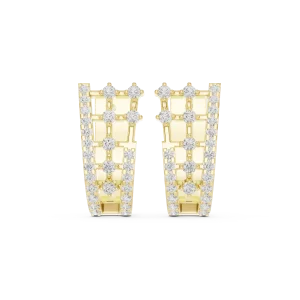 Architectural Grid Pavé-Set Round Brilliant Hoop Earrings - Image 2