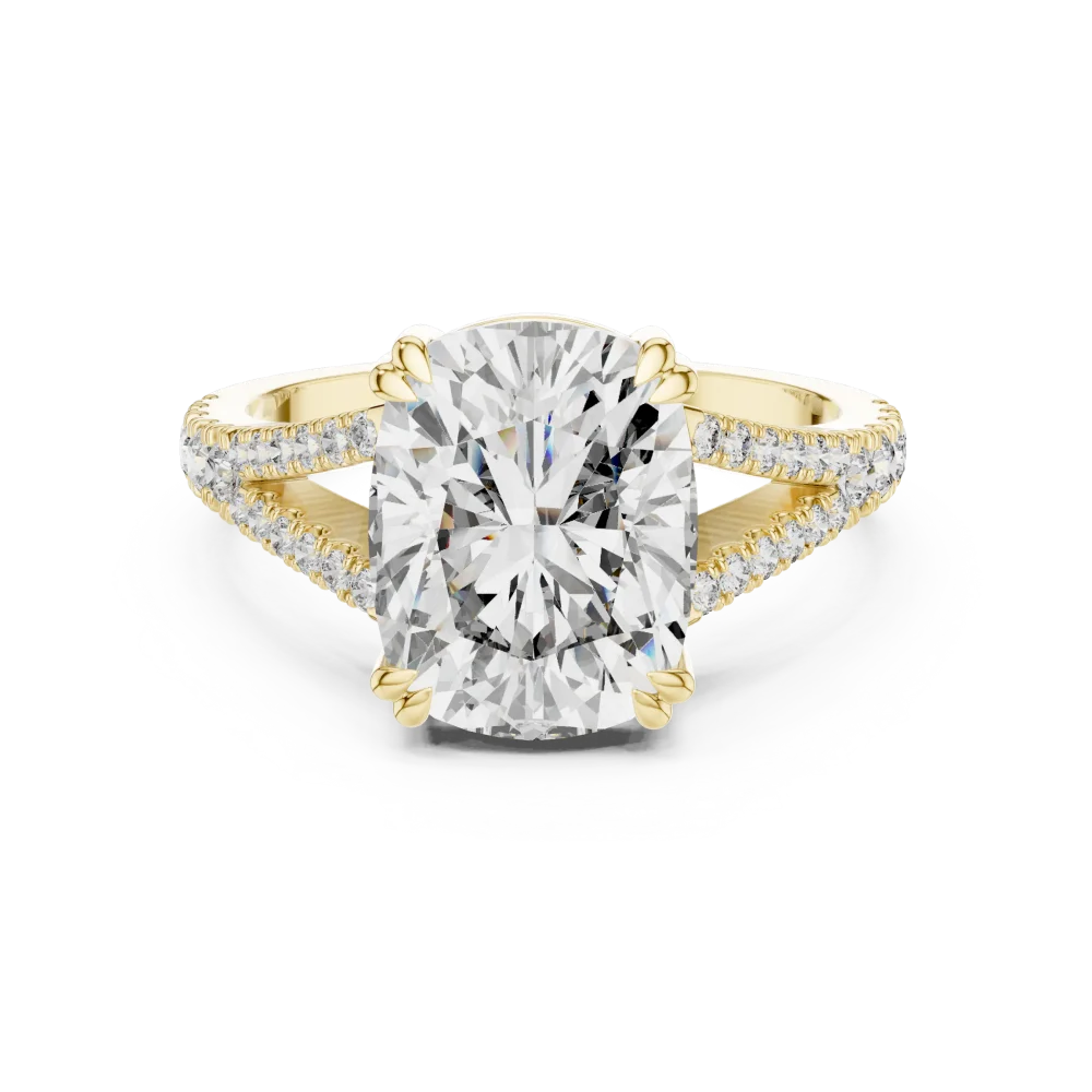 Ethereal Cushion Cut Pavé-Set Solitaire Engagement Ring - Image 2