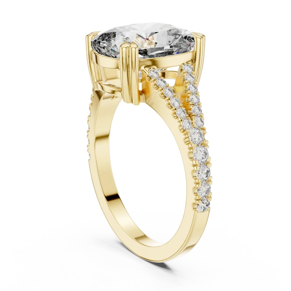 Ethereal Cushion Cut Pavé-Set Solitaire Engagement Ring - Image 3