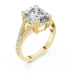Ethereal Cushion Cut Pavé-Set Solitaire Engagement Ring