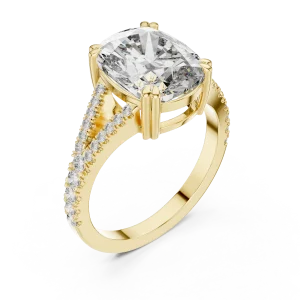Ethereal Cushion Cut Pavé-Set Solitaire Engagement Ring