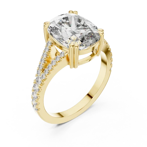 Ethereal Cushion Cut Pavé-Set Solitaire Engagement Ring