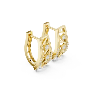 Symmetry Round Brilliant Architectural Pavé-Set Hoop Earrings