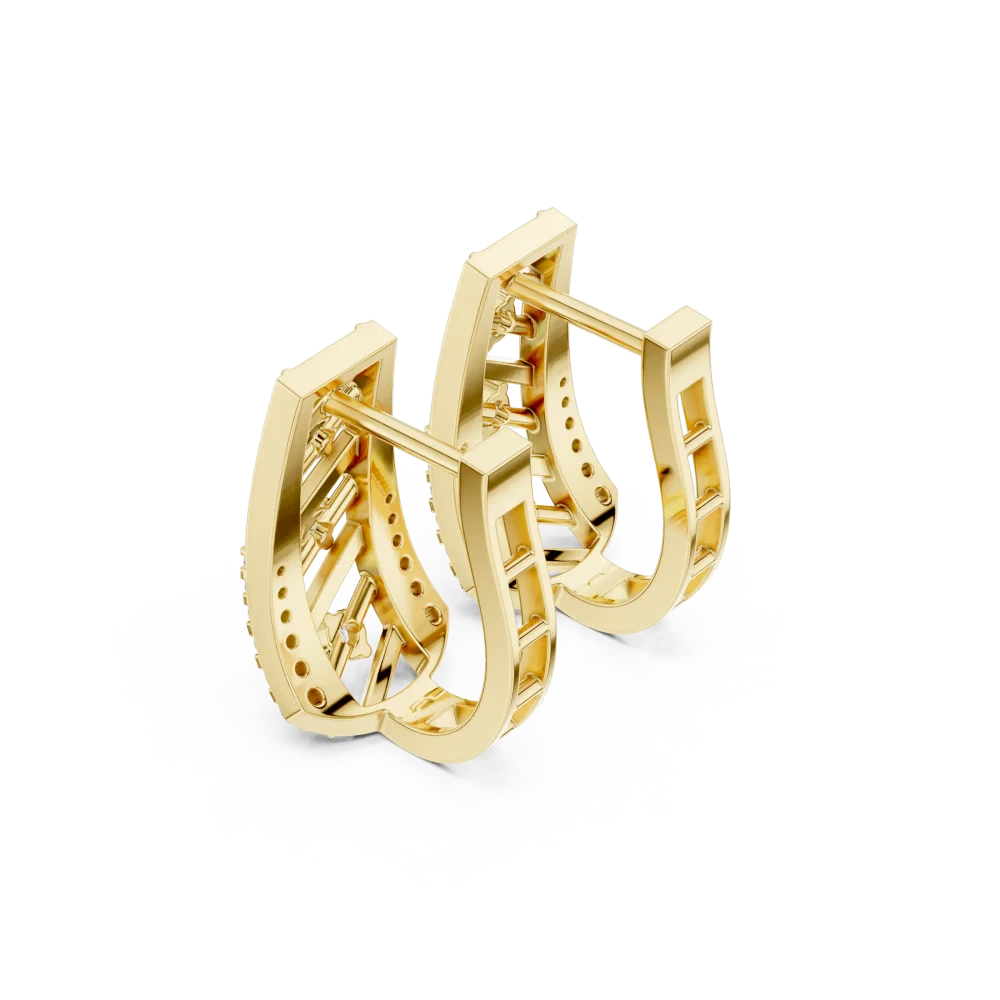 Symmetry Round Brilliant Architectural Pavé-Set Hoop Earrings - Image 3