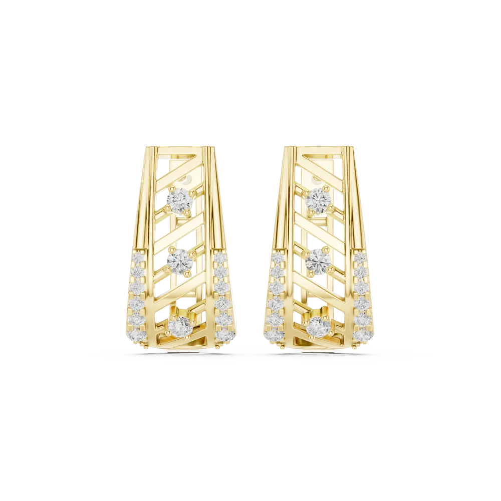 Symmetry Round Brilliant Architectural Pavé-Set Hoop Earrings - Image 2