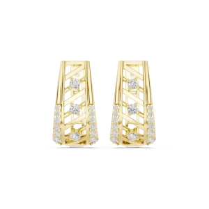 Symmetry Round Brilliant Architectural Pavé-Set Hoop Earrings - Image 2