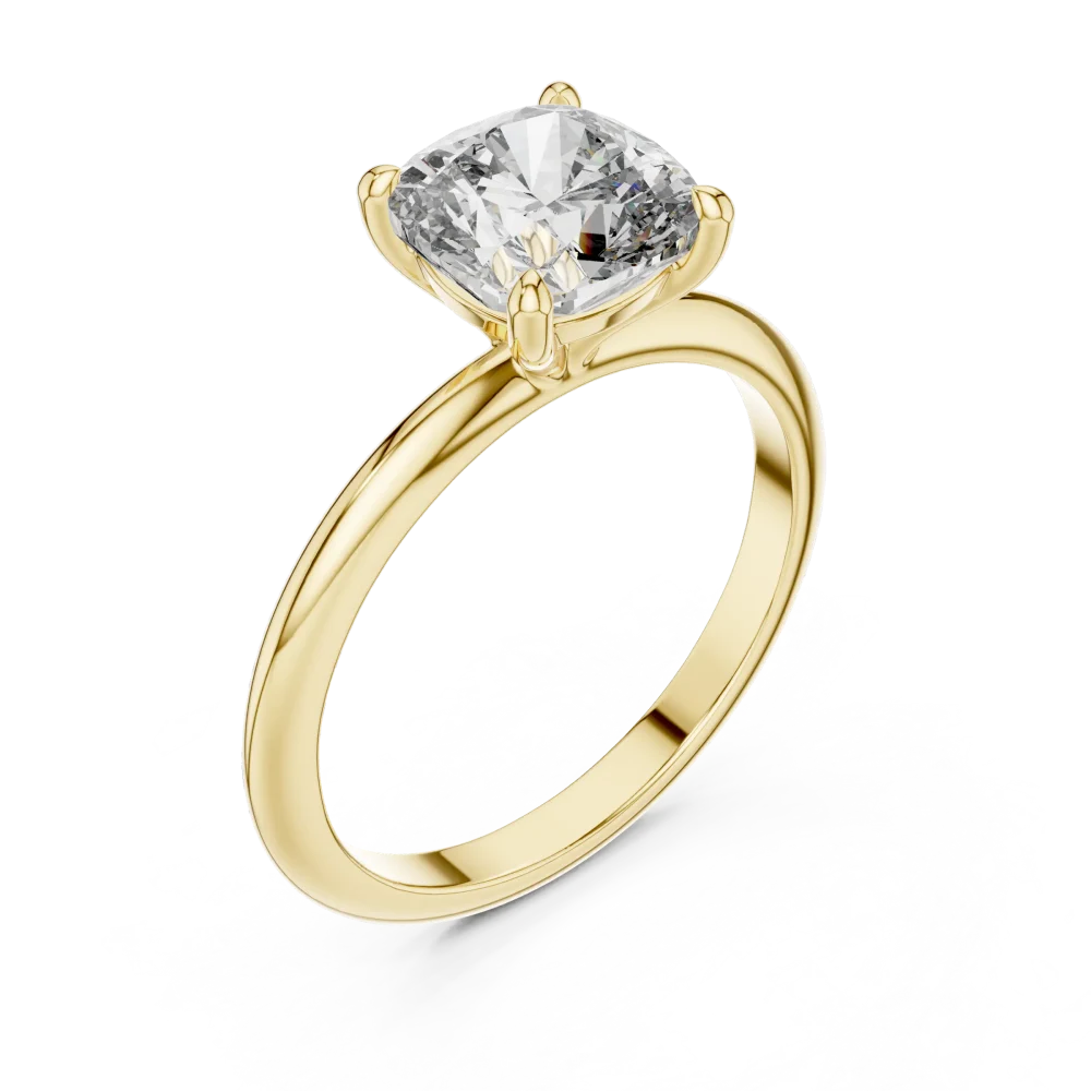 Experience the brilliance of our Essence Cushion Cut Solitaire Engagement Ring. Featuring a stunning DIAMEUR lab-grown diamond, shop this classic now.
