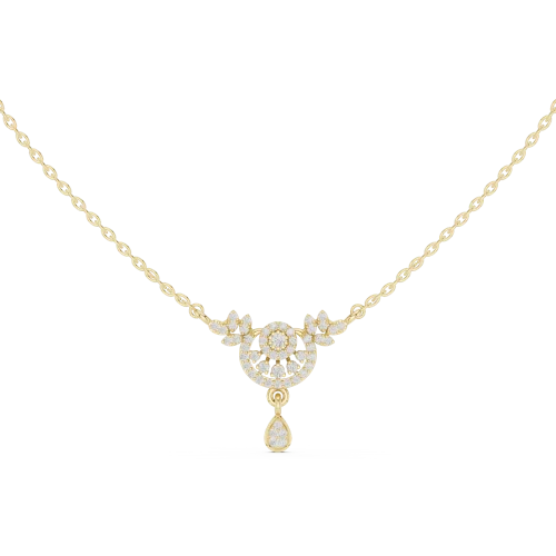 Luminary Round and Pear Pavé-Set Drop Pendant Necklace