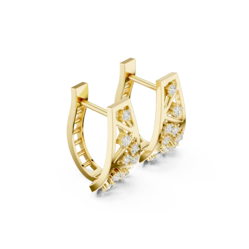 Geometric Symmetry Round Cut Diamond Architectural Hoops