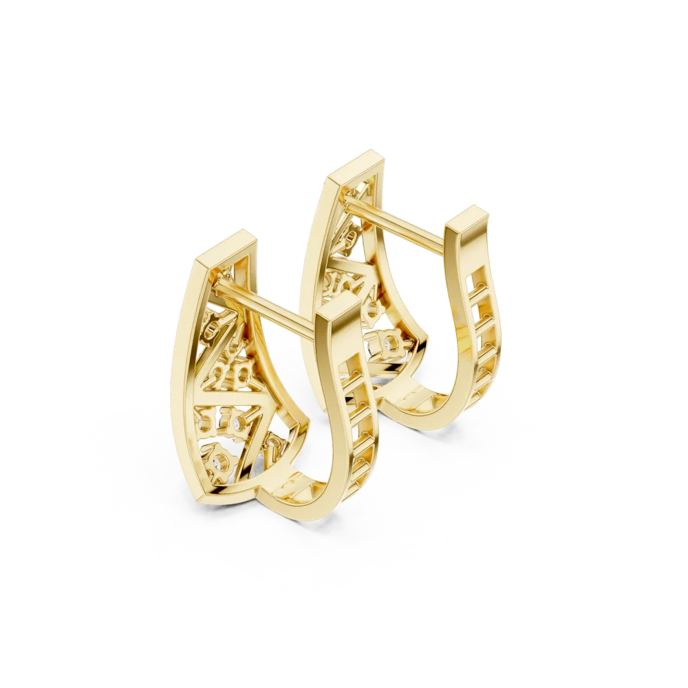 Geometric Symmetry Round Cut Diamond Architectural Hoops - Image 3
