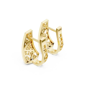 Geometric Symmetry Round Cut Diamond Architectural Hoops - Image 3