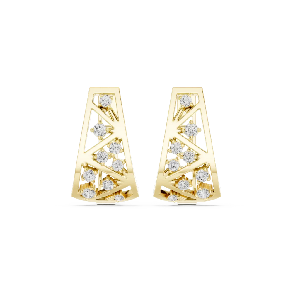 Geometric Symmetry Round Cut Diamond Architectural Hoops - Image 2