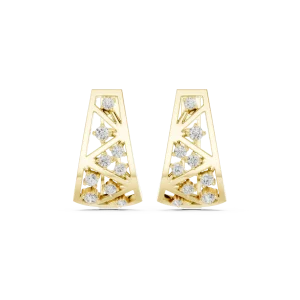 Geometric Symmetry Round Cut Diamond Architectural Hoops - Image 2