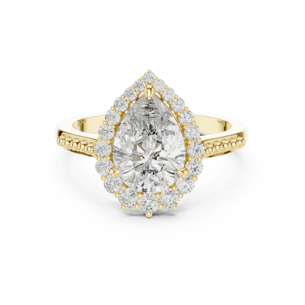 Ethereal Pear Luminary Halo Solitaire Ring - Image 2