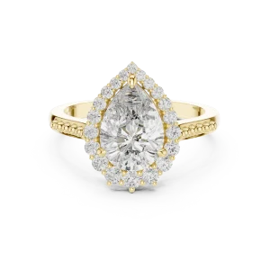 Ethereal Pear Luminary Halo Solitaire Ring - Image 2
