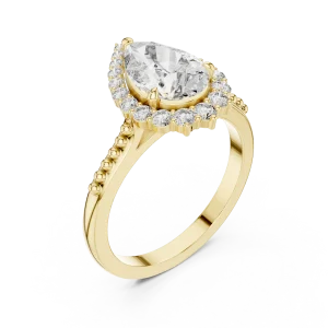Ethereal Pear Luminary Halo Solitaire Ring