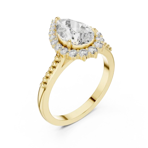 Ethereal Pear Luminary Halo Solitaire Ring