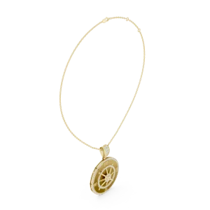 Luminary Round Pavé-Set Compass Silhouette Pendant - Image 2