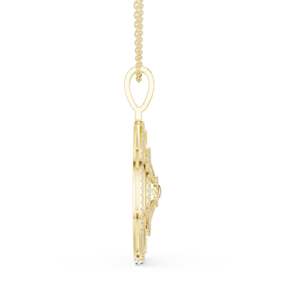 Luminary Round Pavé-Set Compass Silhouette Pendant - Image 4