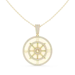 Luminary Round Pavé-Set Compass Silhouette Pendant