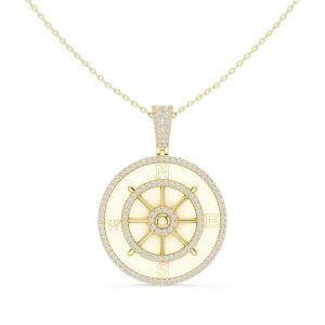 Luminary Round Pavé-Set Compass Silhouette Pendant
