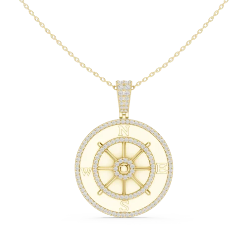 Luminary Round Pavé-Set Compass Silhouette Pendant