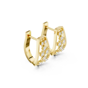 Geometric Silhouette Round Brilliant Pavé-Set Stud Earrings