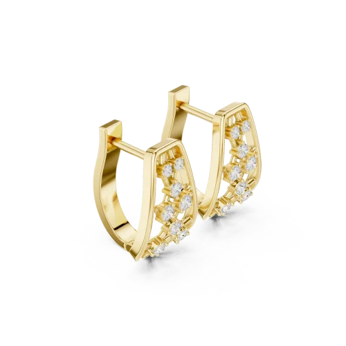 Geometric Silhouette Round Brilliant Pavé-Set Stud Earrings