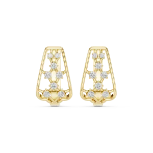 Geometric Silhouette Round Brilliant Pavé-Set Stud Earrings - Image 2