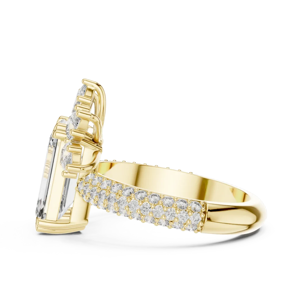 Luminary Emerald Cut Marquise Cluster Statement Ring - Image 4