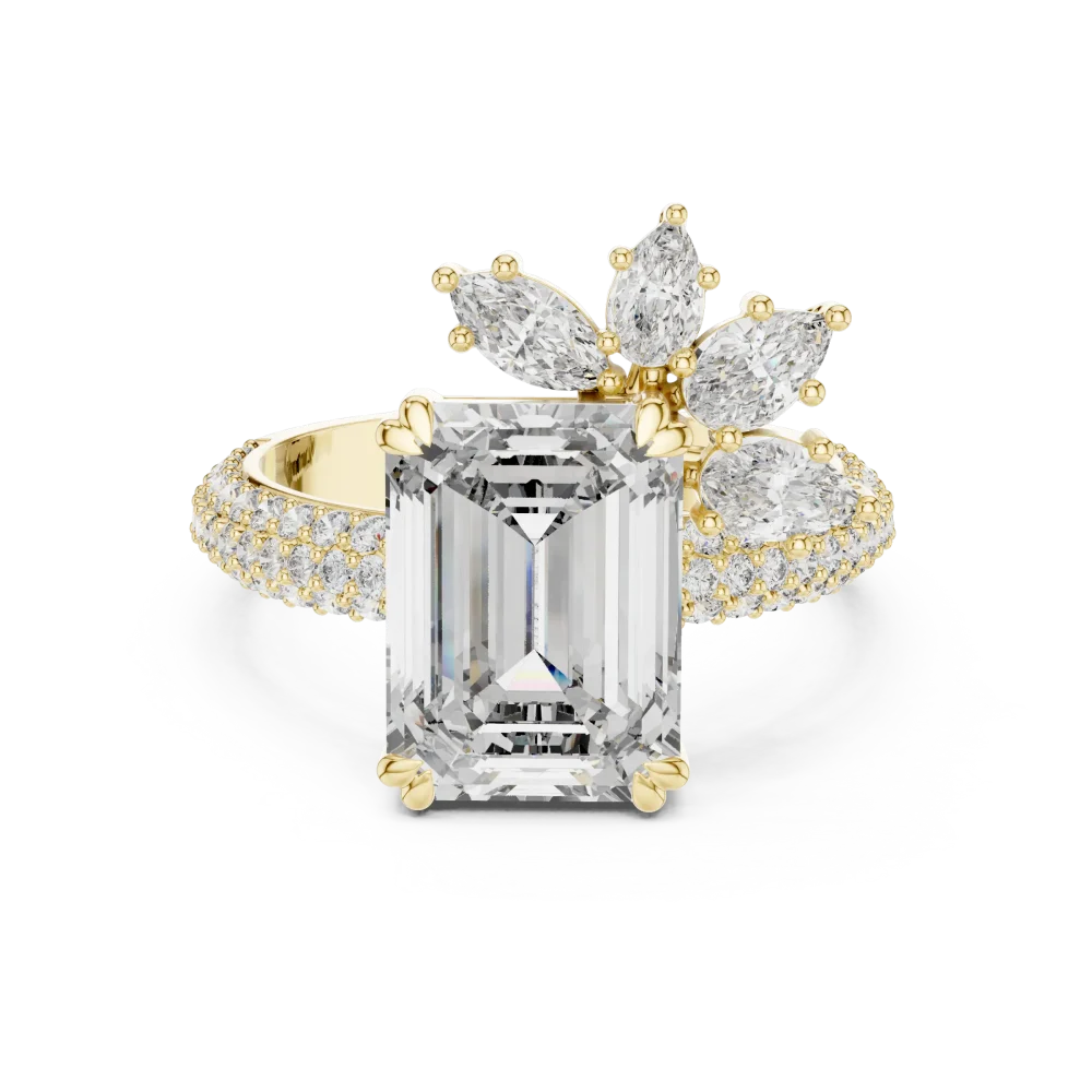 Luminary Emerald Cut Marquise Cluster Statement Ring - Image 2