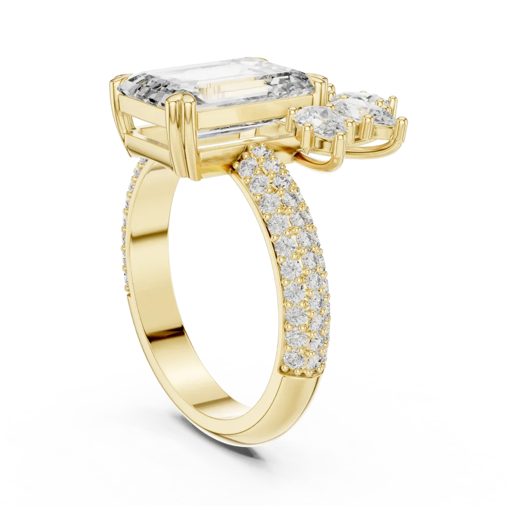 Luminary Emerald Cut Marquise Cluster Statement Ring - Image 3