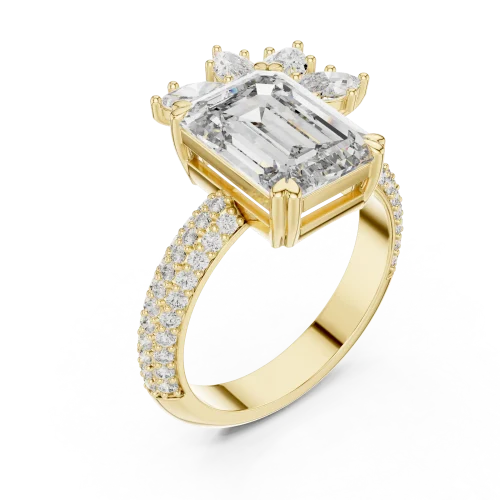 Luminary Emerald Cut Marquise Cluster Statement Ring
