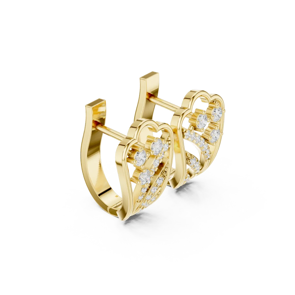 Adorn yourself with the brilliance of these architectural round DIAMEUR diamond studs. A modern classic for your fine jewelry collection. Shop now.