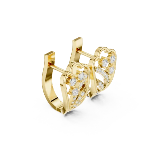 Ethereal Symmetry Pavé-Set Round Brilliant Diamond Stud Earrings