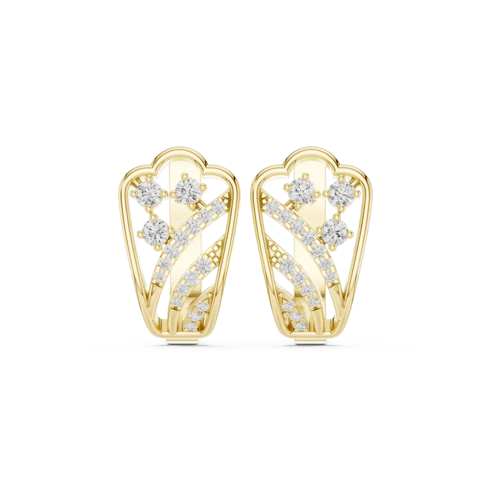Ethereal Symmetry Pavé-Set Round Brilliant Diamond Stud Earrings - Image 2