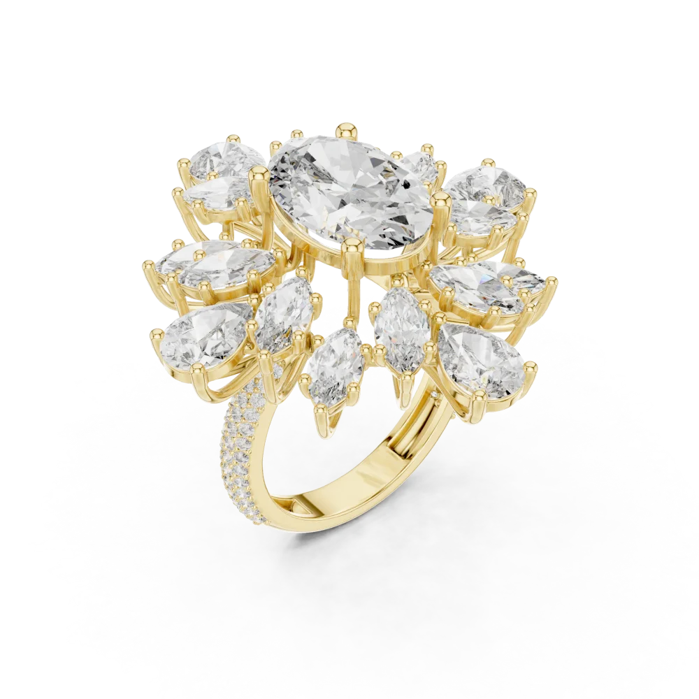 Experience the radiance of our Oval Luminary Statement Ring. Featuring brilliant-cut DIAMEUR diamonds in a luxury cluster, it is the peak of elegance. Shop now.