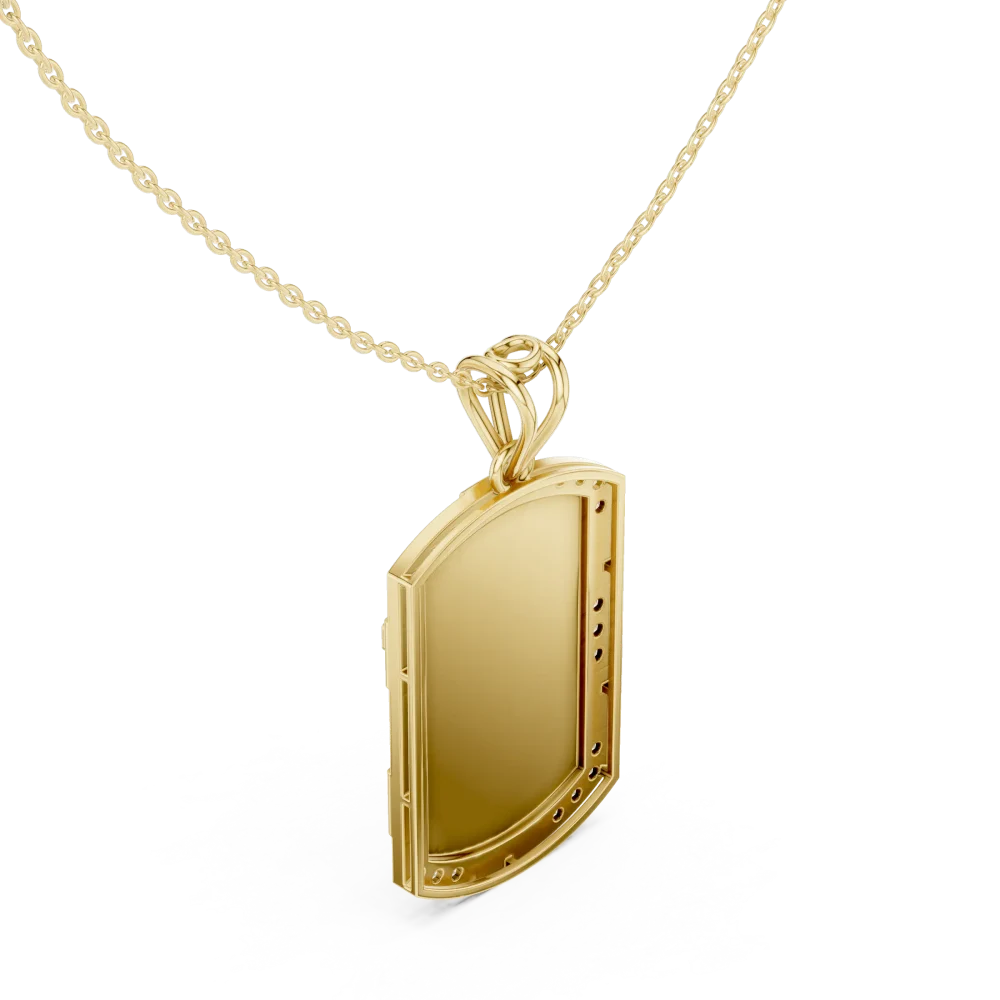Geometric Pavé-Set Round Brilliant Cross Dog Tag Pendant - Image 3