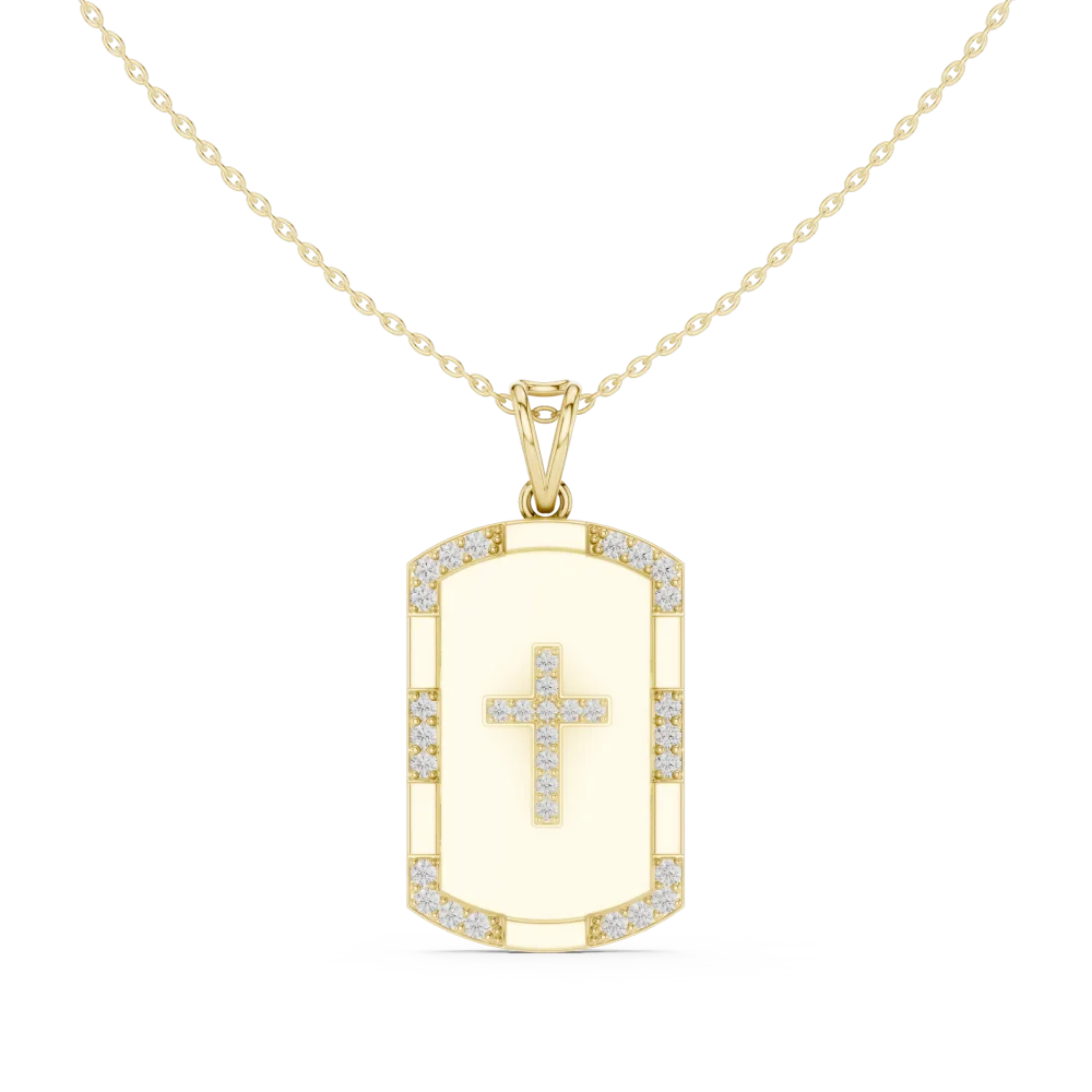 Discover the Geometric Pavé-Set Cross Pendant, a modern classic featuring brilliant DIAMEUR lab-grown diamonds. Elevate your style and shop today.
