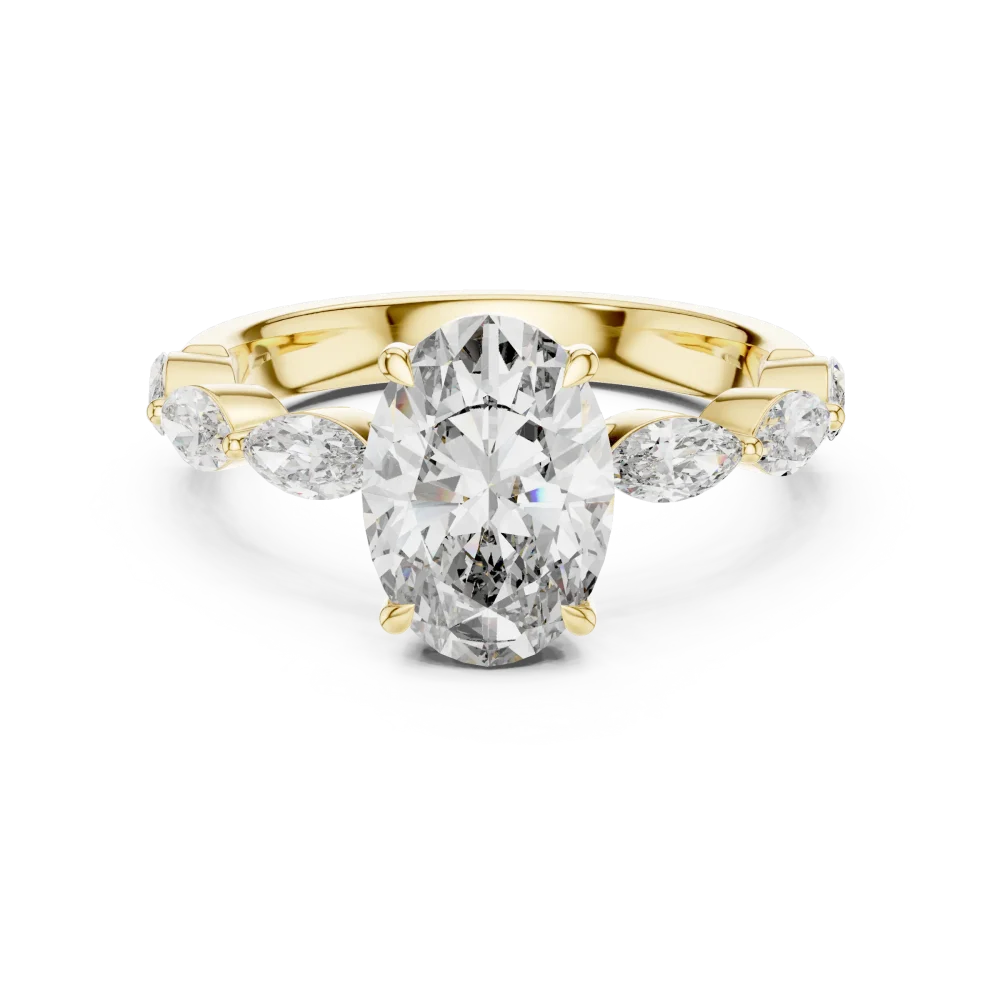 Ethereal Oval and Marquise Side-Stone Solitaire Ring - Image 2