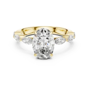 Ethereal Oval and Marquise Side-Stone Solitaire Ring - Image 2