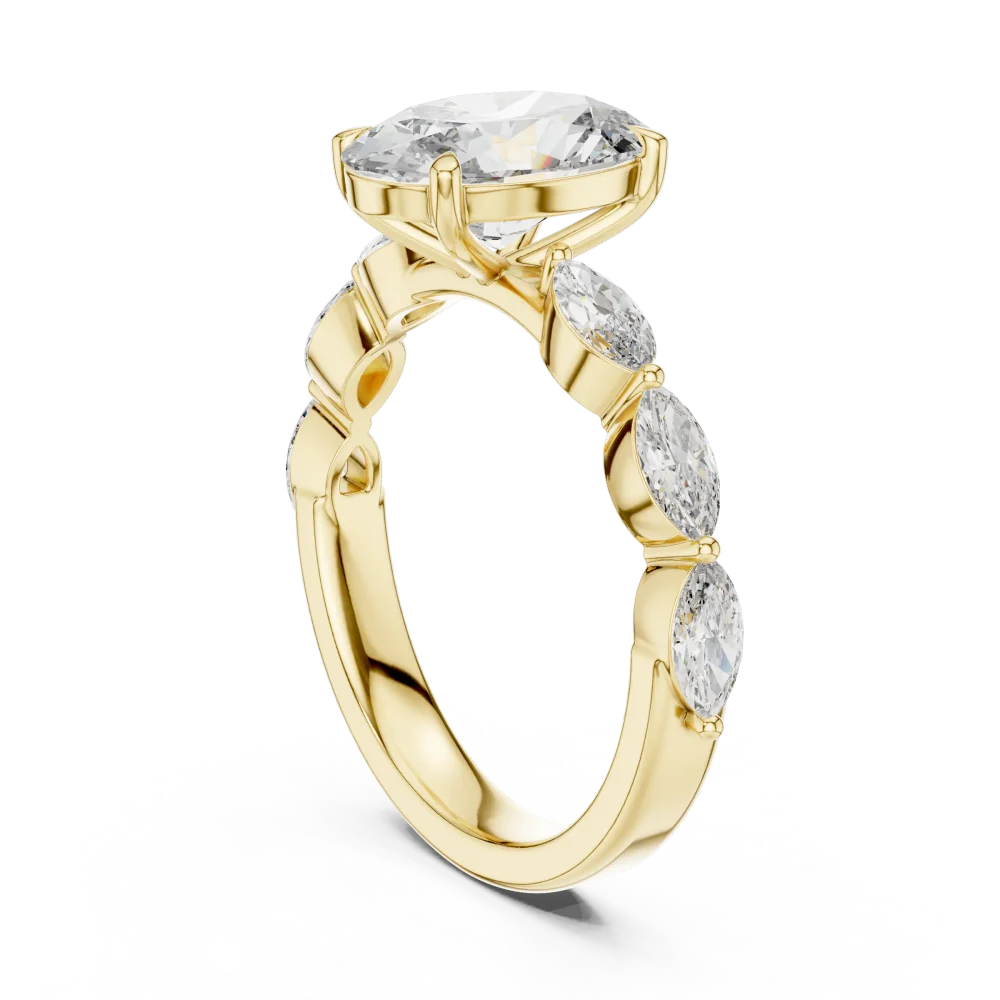 Ethereal Oval and Marquise Side-Stone Solitaire Ring - Image 3