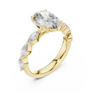 Ethereal Oval and Marquise Side-Stone Solitaire Ring