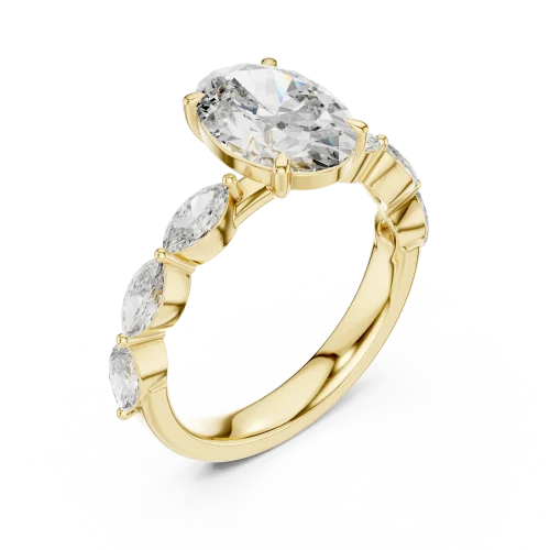 Ethereal Oval and Marquise Side-Stone Solitaire Ring