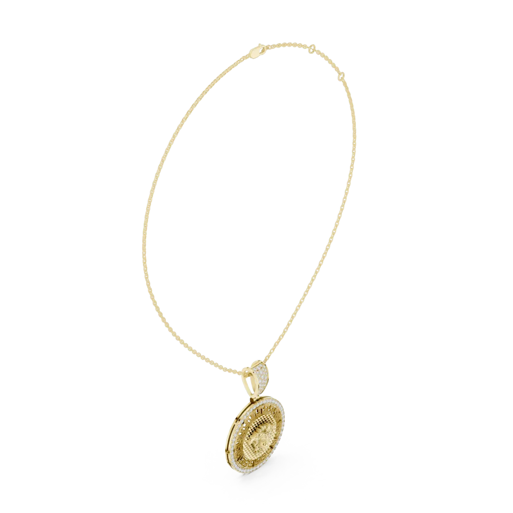 Luminary Round Pavé-Set Geometric Medallion Pendant - Image 2